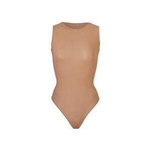 Skims Jelly Sheer Crewneck Thong Bodysuit Sienna Brown Size Small New